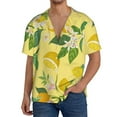 thumbnail image 3 of Naloa Lemon Men's Loose Fit Cuban Collar Short-Sleeve Shirt with Button-down and Chest Pocket for Everyday Wear Outings - XX-Large, 3 of 7