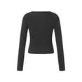 thumbnail image 3 of Cenuakty Women's Henley Shirts Long Sleeve V Neck Solid Color Button Down Crop Tops Slim Fit T-Shirts, 3 of 9