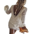 thumbnail image 3 of AMERTEER Femmes Robe Manches Longues V-Cou Crayon Dentelle Creuse Dos Nu Robe de Soleil, 3 of 6