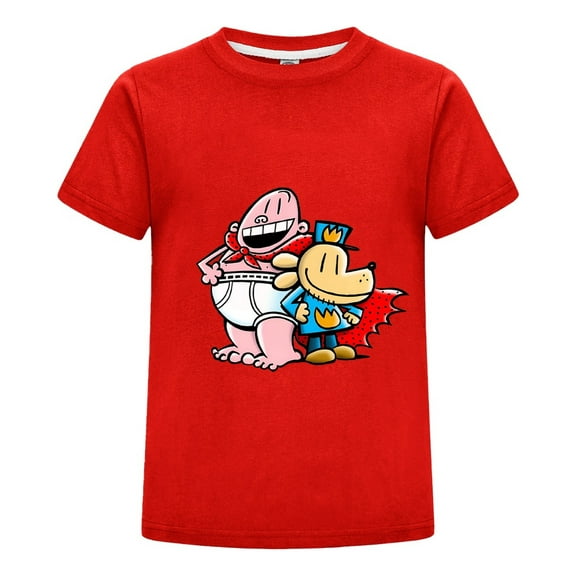 Dog Man & Captain Underpants hero Friends Kids T-Shirt – Fun Boys Girls Comic Tee Top for Everyday Wear