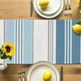 thumbnail image 4 of Vintage Stripes Table Runner, Navy Light Blue Striped Retro Line Kitchen Table Runners Dress Scarves for Table Decorations Party/Restaurant/Indoor Outdoor Use, 13x90in, 4 of 9