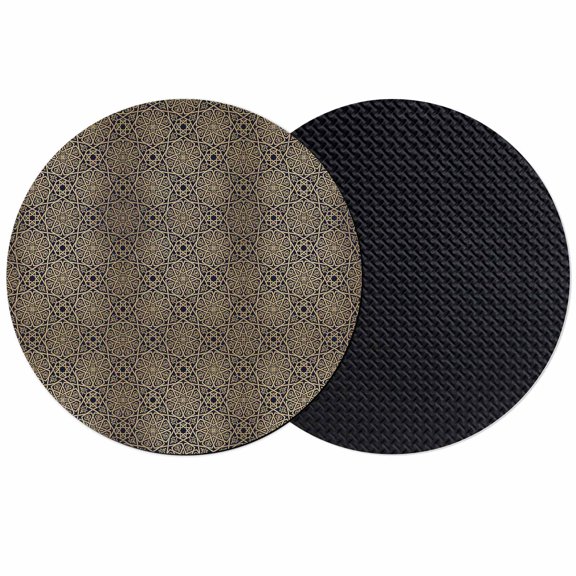 Vintage Abstract Coasters Set of 2, Absorbent Coasters for Drinks, Traditional Geometric Pattern Dark Brown Coaster for Desk Coffee Table Protection, Home Decor House Warming Gifts 4"