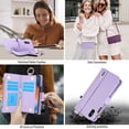 thumbnail image 4 of ELEHOLD For iPhone XS/X Phone Case Leather Crossbody Zipper Card Wallet Flip Case Kickstand Cover, with Ring Holder,Full Body Protection-Violet, 4 of 7