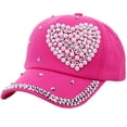 thumbnail image 4 of Gorra de béisbol de moda para mujer, gorra con forma de corazón de melocotón y perla para padres e hijos, gorra informal para el sol para niños, protector solar, 4 of 6