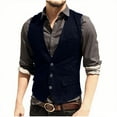 thumbnail image 2 of ZCFZJW Mens Vintage Tweed Suit Vest Single Breasted Button V Neck Casual Wool Waistcoat for Wedding Groomsmen Navy XL, 2 of 8
