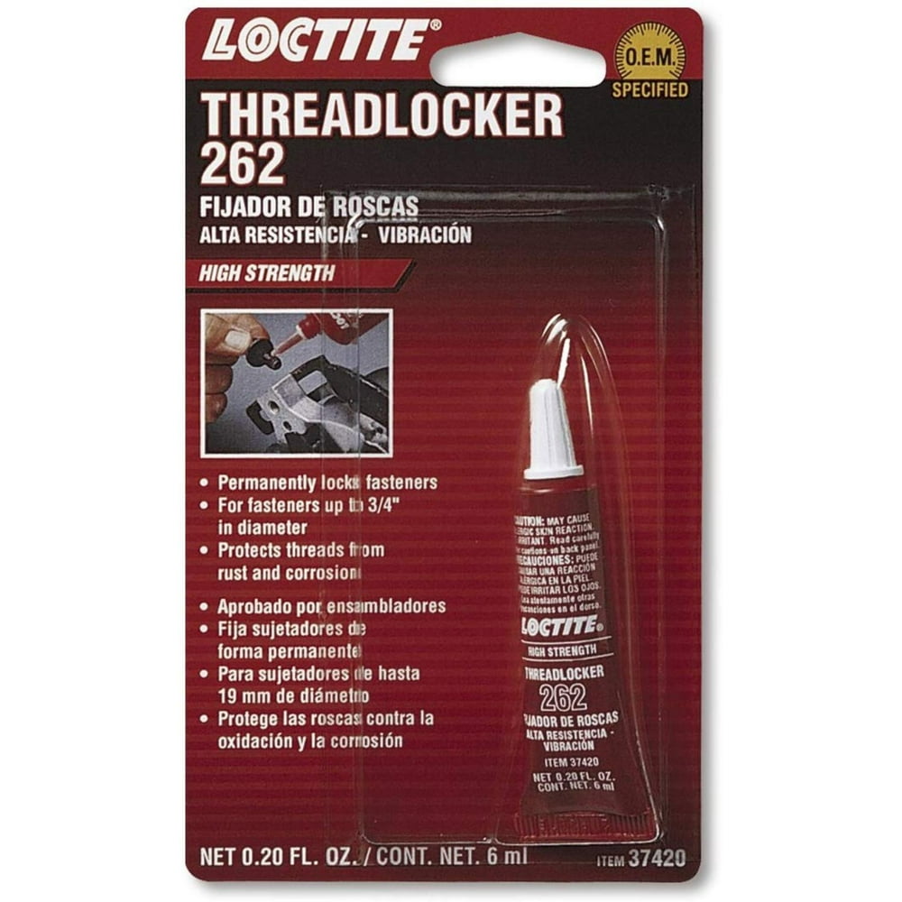 37420 262 Red Threadlocker Tube, 6milliliter, Permanent, high strength