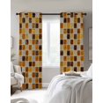 thumbnail image 6 of Abstract Geometric Blackout Curtains Light Blocking Print Window Curtains, Vintage Minimalist Checkered Brown Thermal Insulated Window Drapes for Living Room Kitchen Cafe (2 Panels, 104"W x 84"L), 6 of 9