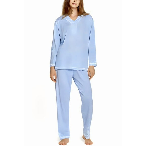 P.Jamas Knits Leopards Print Jersey Pajama Set 393418