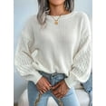 thumbnail image 6 of Women'S Winter Pullover Sweater Casual Long Sleeve Crewneck Loose Chunky Knit Jumper Tops Blouse White S, 6 of 9