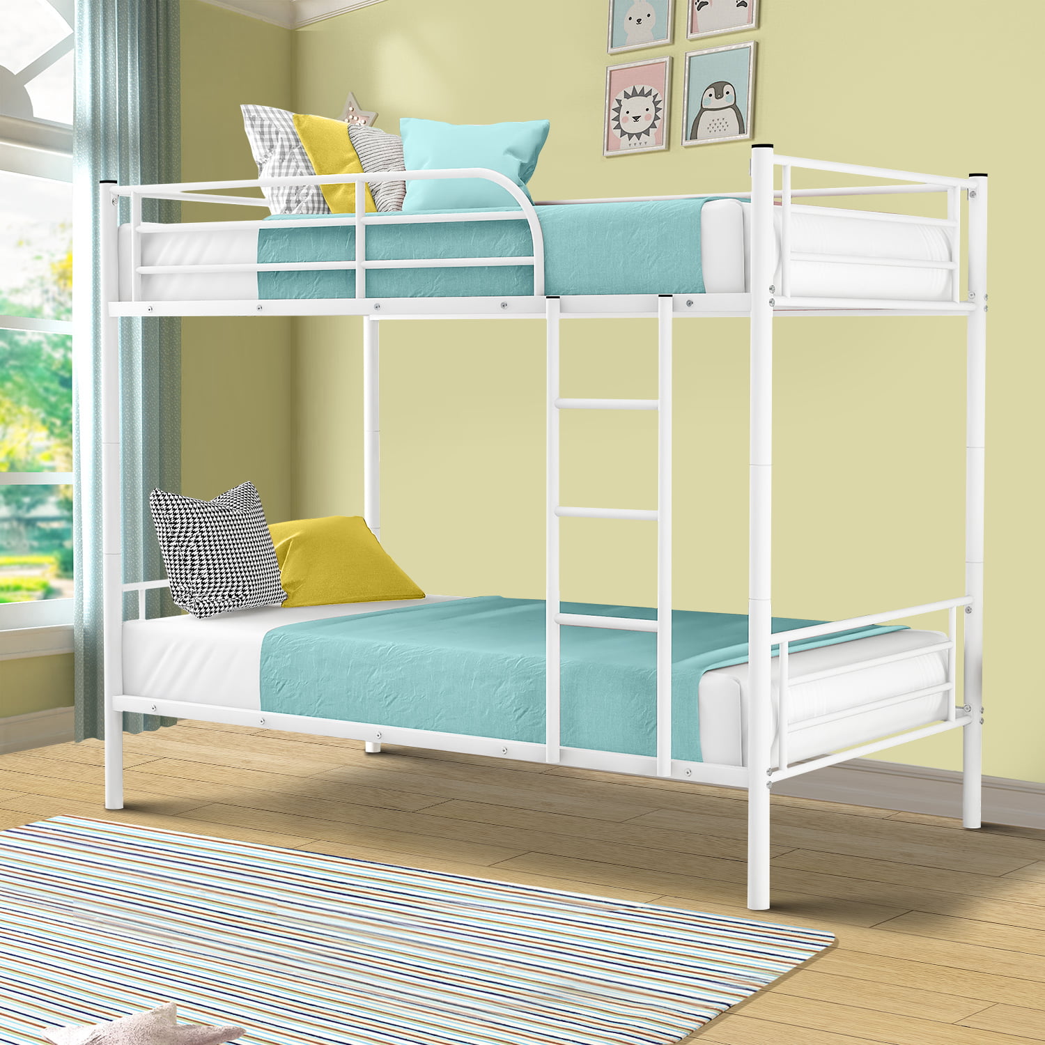 Full Bunk Bed Twin Over Metal Boys Girls Furniture Kids Bedroom Ladder Child New 