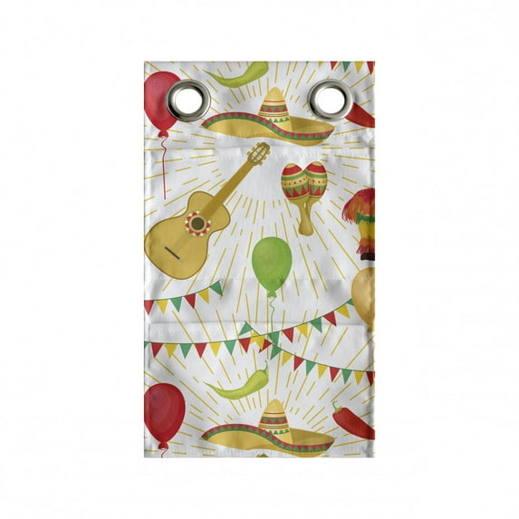 Cinco de Mayo Hanging Pocket Organizer, Colorful Cartoonish Design Pattern of Mexican Folk Elements on Rays Print, Printed Polyester Storage Bag with Pockets, 9" x 16", Multicolor