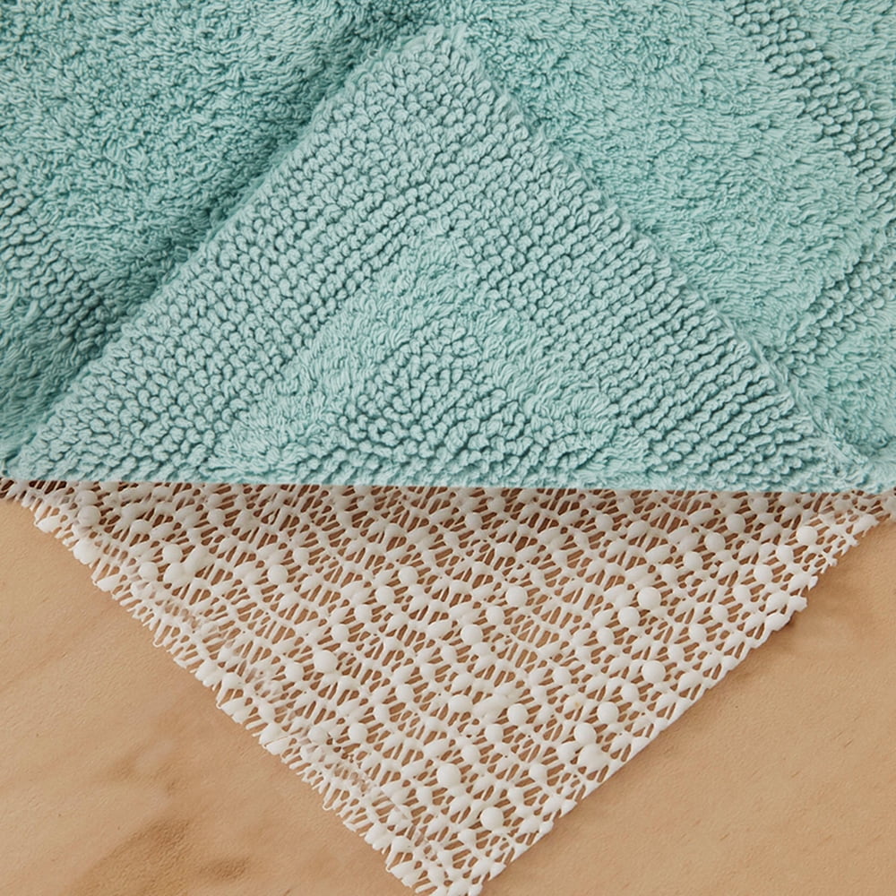 Crochet Absorbent Cotton Soft Reversible Bath Rug Set One Allium Way Color: Aqua