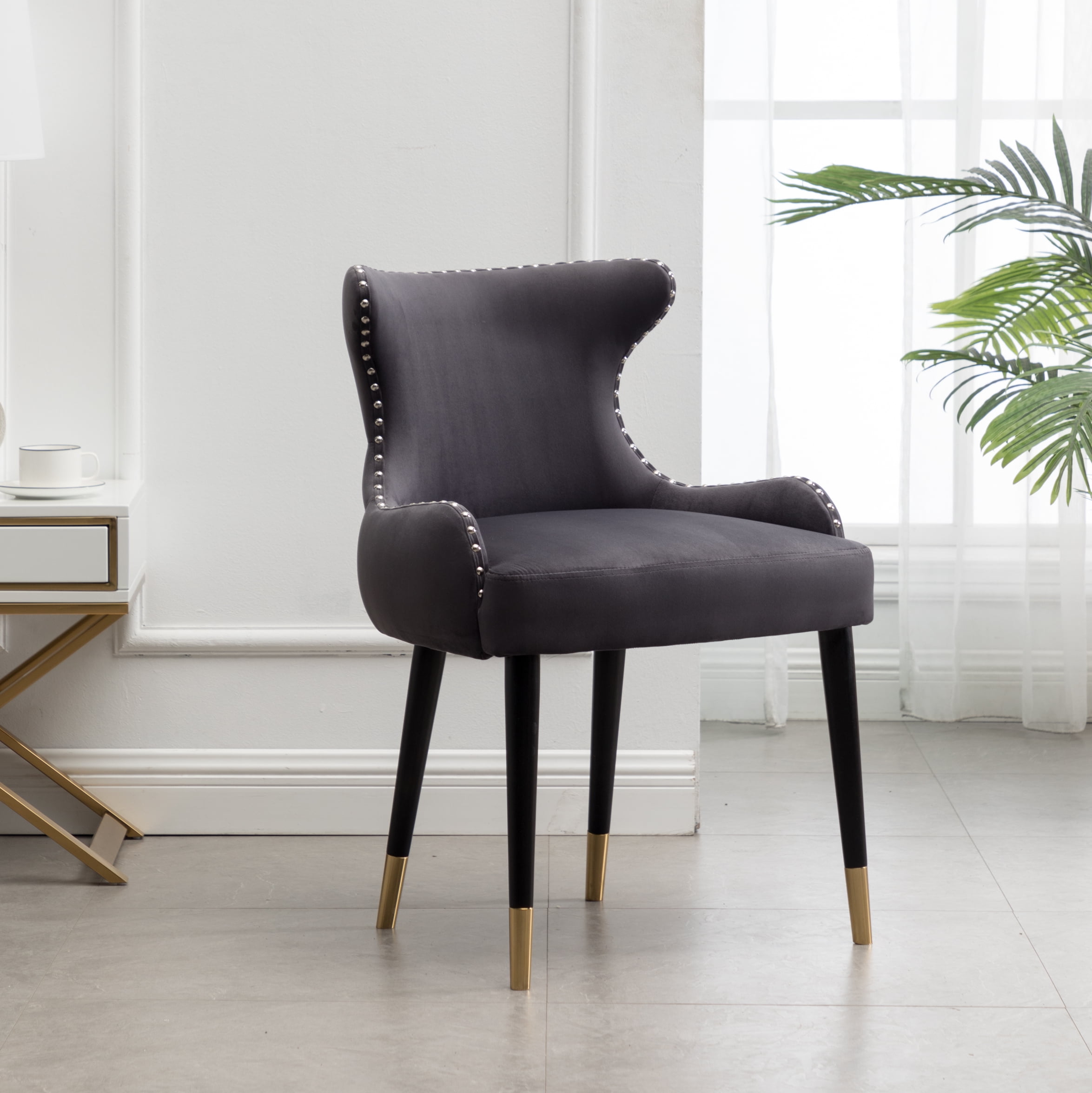 Lindale Contemporary Velvet Upholstered Nailhead Trim Accent Chair