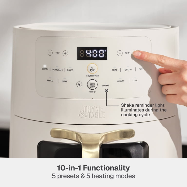 Thyme & Table 6 Quart Ceramic Air Fryer, Sand White photo 5