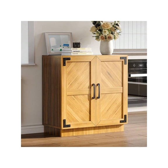 31.5" Sideboard Buffet Cabinet With Storage, Modern Farmhouse Coffee Bar With Doors And Adjustable Shelf, Kitchen Storage Cabinets For Living Room, Dining Room