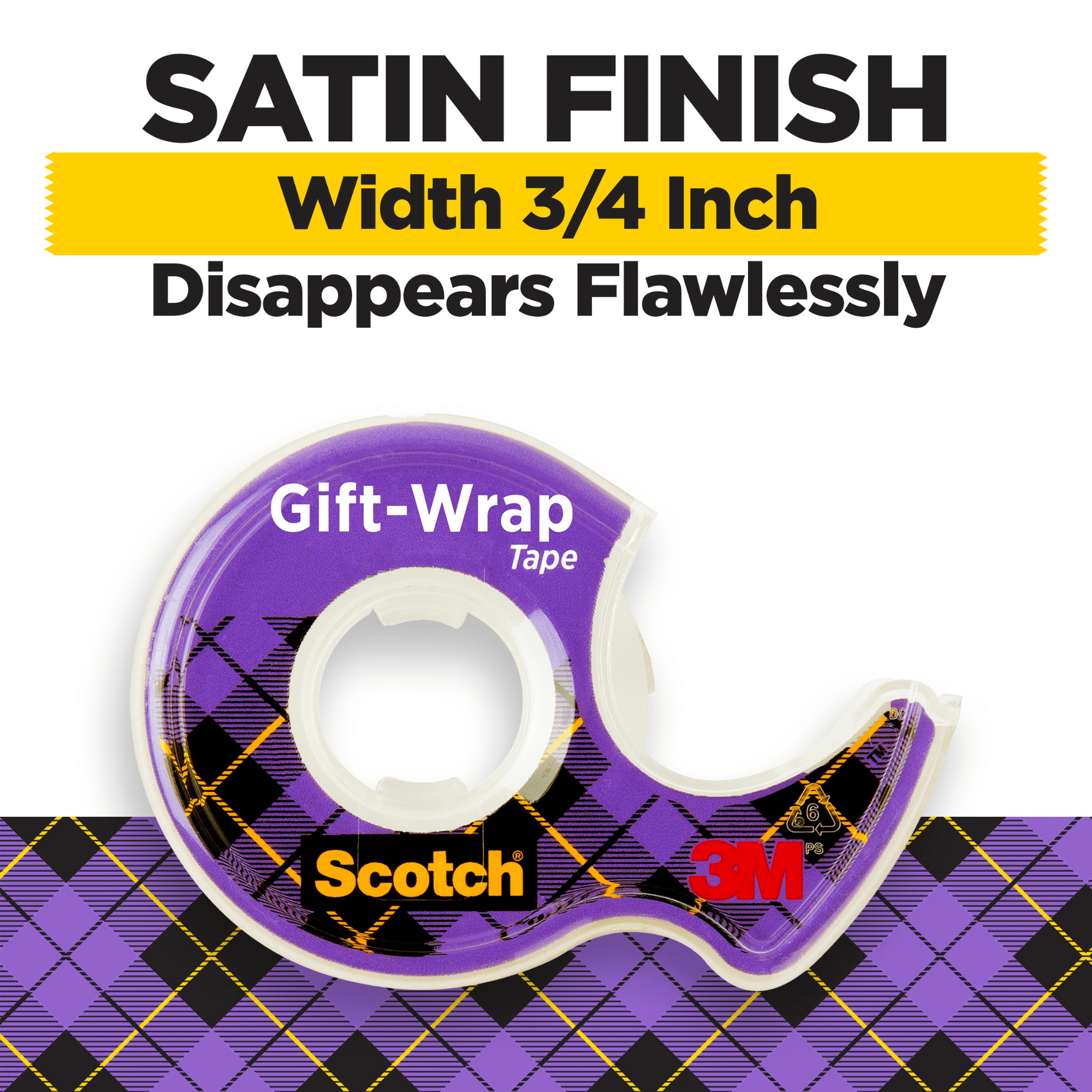 Scotch Satin-Finish GiftWrap Tape: 3/4 in. x 650 in. (Translucent) [6-pack]