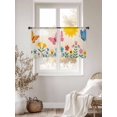 thumbnail image 3 of Cartoon Butterfly Flowers Sheer Curtains 2 Panels Set Watercolor Sun Yellow Blue Red Floral Leaf Sheer Window Curtains Light Filtering Rod Pocket Voile Drapes for Bedroom Living Room 52"x54", 3 of 8