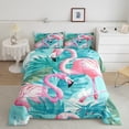 thumbnail image 2 of Erosebridal Ensembles de Couette Flamant Rose Chic Format Simple, Couette en Duvet Palmier Tropical, Réversible 2 Pcs, 2 of 7
