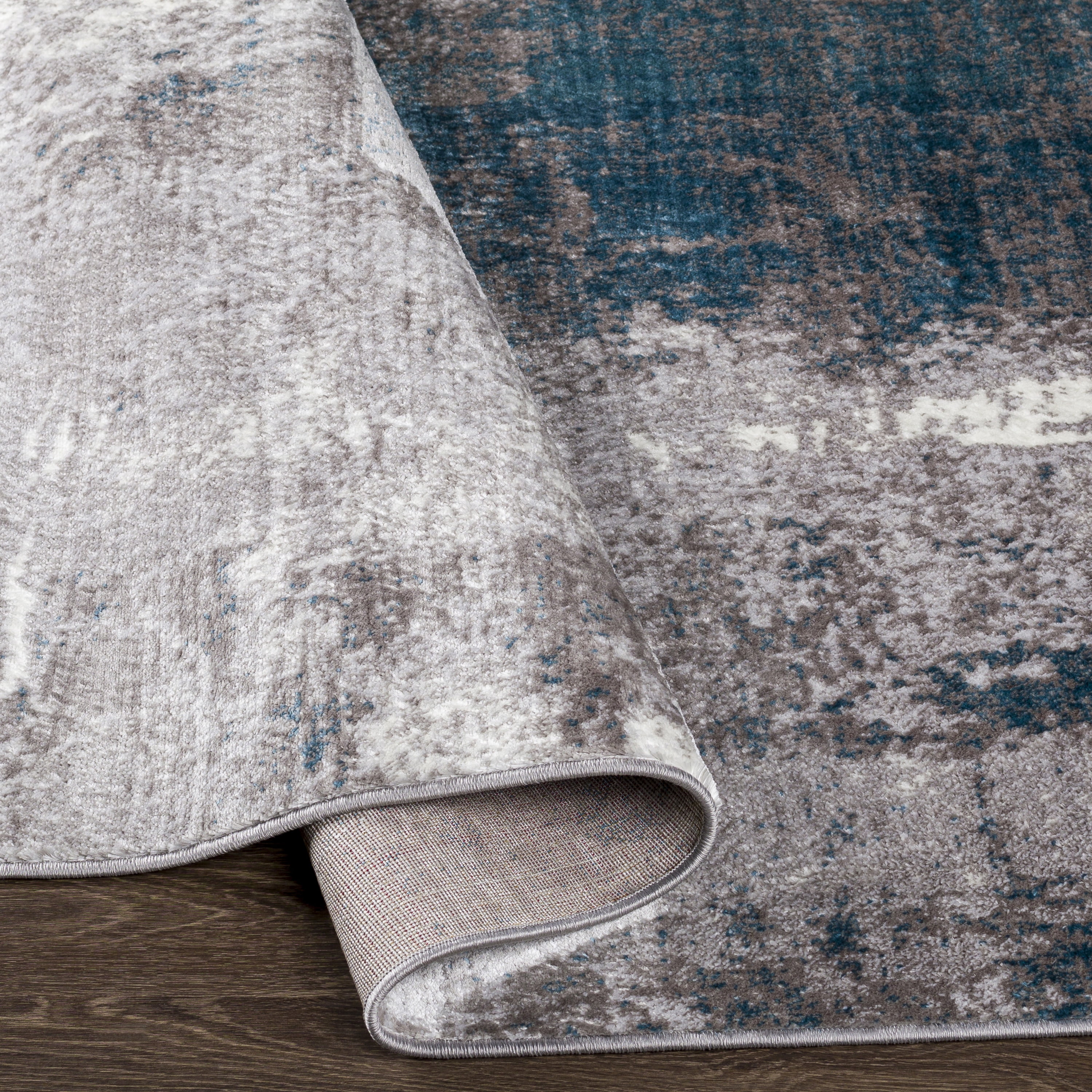 Livabliss Wanderlust Modern Abstract Area Rug,7'10" x 10'2",Teal/Silver