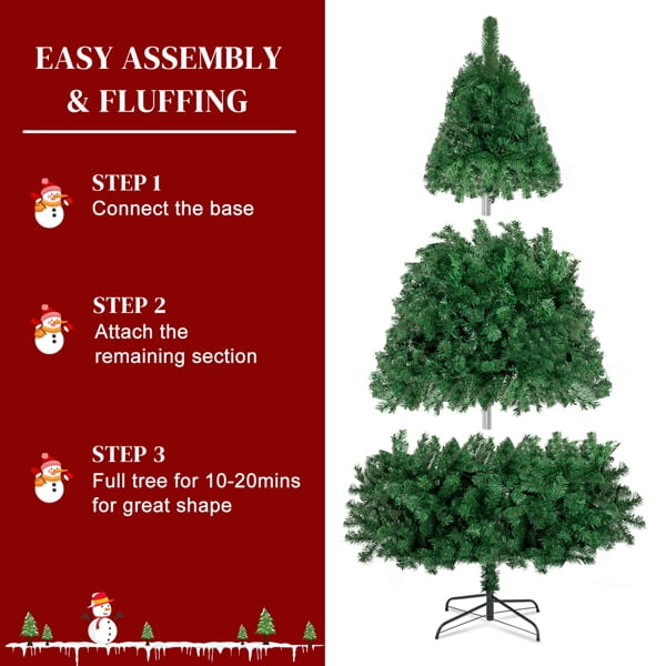 Alvantor 6 ft Unlit Artificial Christmas Tree with 1202 PVC Branch Tips and 3-Screw Metal Stand, Green