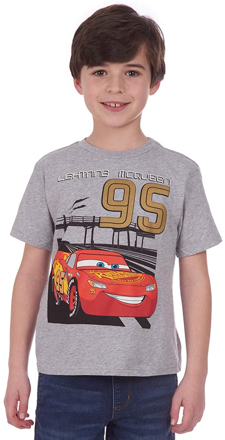 Disney Official Cars Lightning McQueen Kids Boys Pyjamas 100% Cotton T-Shirt Top 