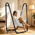 thumbnail image 6 of G TALECO GEAR Hammock Chair with Stand, Heavy-duty Hanging Chair with Stand, Sturdy Swing Chair Stand 350lbs, Hammock Chair Included, for Indoor Outdoor, White, 6 of 7