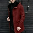 thumbnail image 3 of IYTR Mens Winter Coats Long Hooded Winter Parka Coat Full Zip Fleece Lined Warm Windbreaker Overcoat with Pockets (Red,XXL), 3 of 9