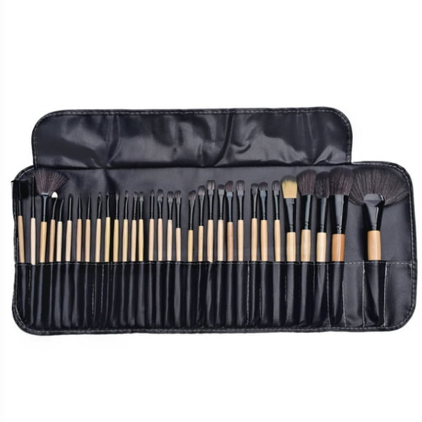 Juego de 32 brochas de maquillaje con mango de plástico y bolsa para brochas Brochas de maquillaje Herramientas de maquillaje