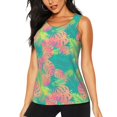 thumbnail image 2 of Haiem Colorful Palm Leaves Workout Tank Tops for Women, Athletic Sports Slim-Fit Tank Tops, Compression Sleeveless Dry Fit Shirts,Athletic Shirt-XX-Large, 2 of 9