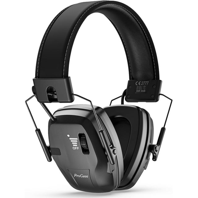 Electronic Shooting Ear Protection, SNR 30dB Active Noise Cancelling Earmuffs with Sound Amplification, Rechargeable Noise Reduction Hearing Protection Headset for Gun Range Shooters -Black
