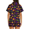 thumbnail image 4 of Hot Sales Under $8 CNJKEHIUV Womens Pajama Sets Halloween Print Buttoned Waist Set Short Sleeve Top and Shorts Purple 3XL, 4 of 4