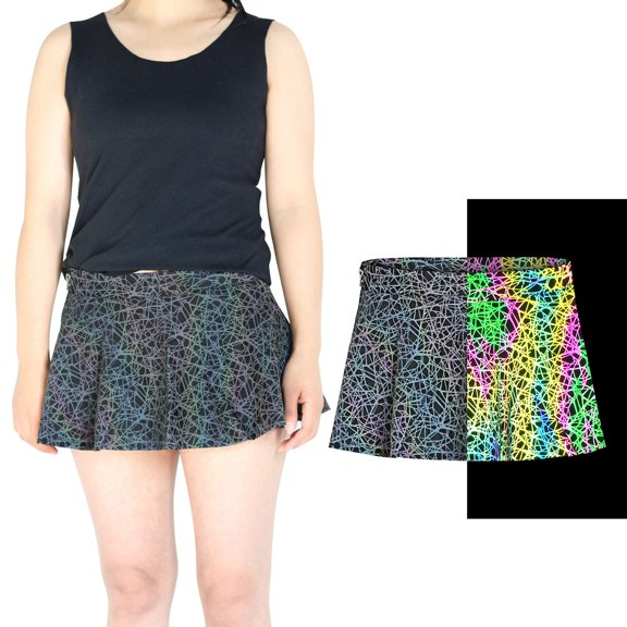 Vedolay Mini Skirts Women's Patchwork Pleated Midi Skirt,Black M