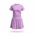 thumbnail image 3 of hlysgo Girls 2 Piece Skirt Sets Short Sleeve Y2K Tops and Skort with Built in Shorts Clothing Sets Summer Outfits Purple,130, 3 of 4