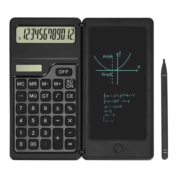 Calculadora de 12 dígitos con tableta de escritura LCD de 6 pulgadas, material de oficina escolar negro