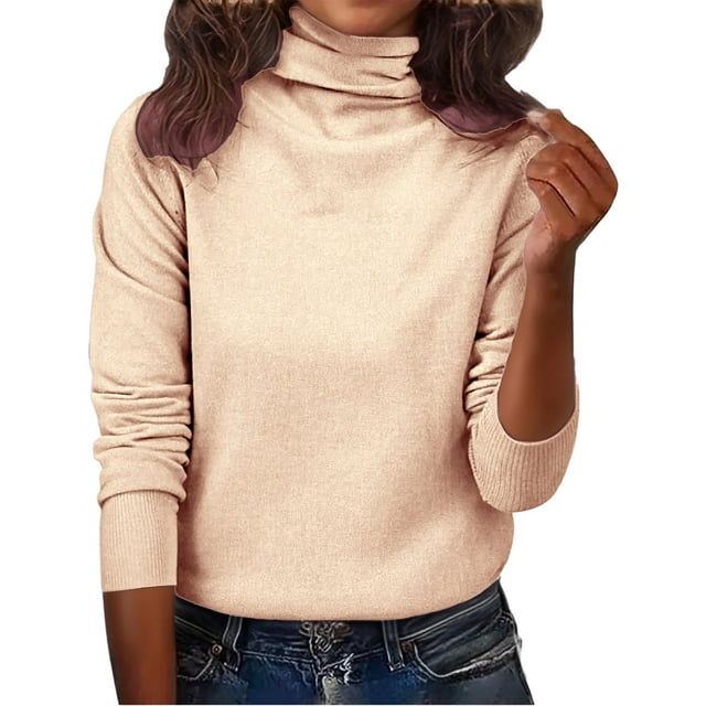 Chandail pour Femmes Automne/hiver Col Roulé Chandail Femme Col en Pile Chandail Slim Chandail Basique, Chandail Femme TTG