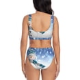 thumbnail image 3 of Kdxio Christmas Snowman In The Snow Print Women's 2 Piece High Waisted Wrap Spaghetti Strap Summer Swimsuit Bikini Set-Medium, 3 of 7