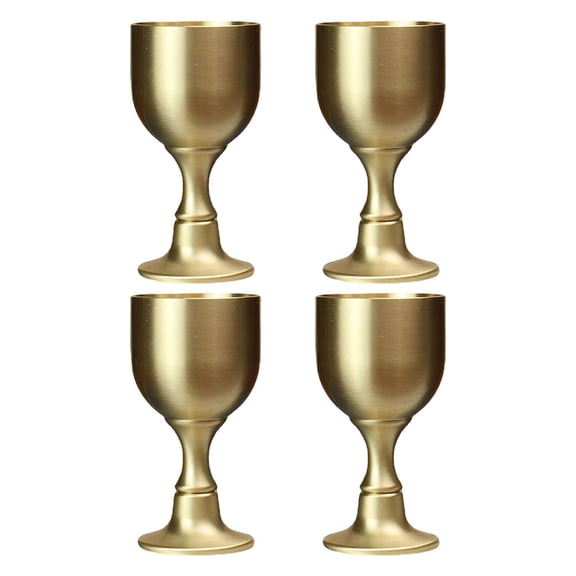 MOKKHNB 4Pcs Golden Medieval Style Goblets with High Stem for Formal Gatherings