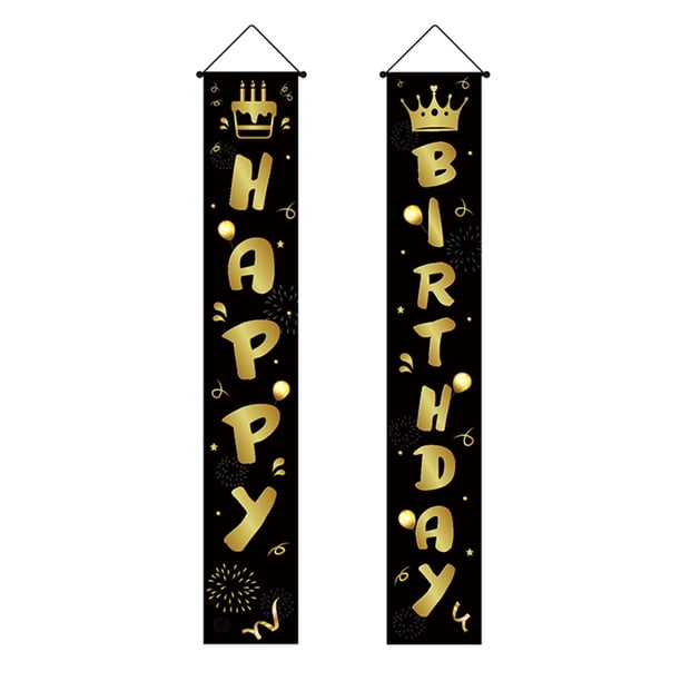 KAKOWELY 1 par de cortinas para puerta con diseño de feliz cumpleaños, pancartas para puerta, decoraciones para fiestas de cumpleaños