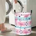 thumbnail image 4 of Lsque Pink Striped Flamingo pattern Laundry Hamper Basket, Tall Woven Rope Hamper Basket for Clothes, Lightweight Storage Basket, Collapsible Waterproof-Medium, 4 of 8