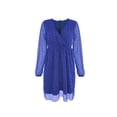 thumbnail image 4 of Women's Sequins Mini Dress Lantern Long Sleeve V Neck Mesh Splicing Glitter Cocktail Party Dress Short Dance Dress, 4 of 5