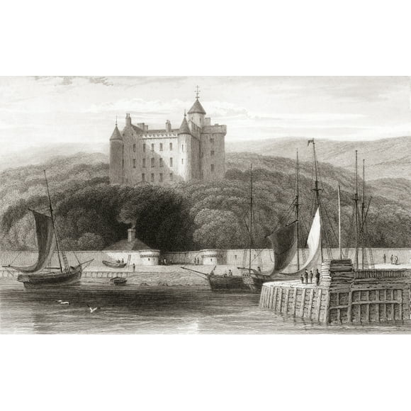 19th century view of Dunrobin Castle, Sutherland, Scotland. From Churton's Portrait and Lanscape Gallery, published 1836. Poster Print (34 x 22)