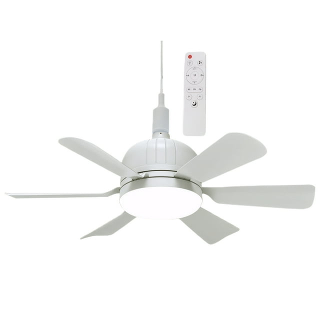 Matsuzay Ventilador de techo con Control remoto para sala de estar, luz de ventilador de hoja recta E27, luz de techo Electrodomésticos Blanco con 6 hojas.