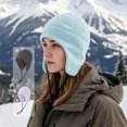 thumbnail image 2 of Solid Color Ear Protection Hat Adult Adjustable Drawstring Warm Cap for Motorcycle Running Hiking Daily Outdoor, 2 of 9