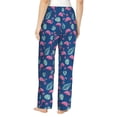 thumbnail image 3 of Uemuo Plants And Flamingos Pattern Women's Wide Leg Palazzo Lounge Pants with Pockets Light Weight Loose Comfy Casual Pajama Pants-XX-Large, 3 of 9