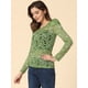 thumbnail image 3 of Top de encaje de blubordade manlarcon soplo semitransparente vintage pamujer Verde Blanco L, 3 of 5