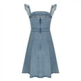 thumbnail image 5 of cfhntfmh Denim Dresses for Women Ruffle Cap Sleeve Square Neck Stretchy Mini Dress Summer Trendy Babydoll Jean Dress, 5 of 7