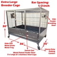 thumbnail image 2 of 36" X-LARGE Deluxe Single Stacker Breeding Breeder Bird Parrot Rolling Cage 1/2" Bar Spacing African Grey Small Quaker Amazon Cockatiels Sun Parakeet Green Cheek Conure Dove Lovebird Budgies, 2 of 5