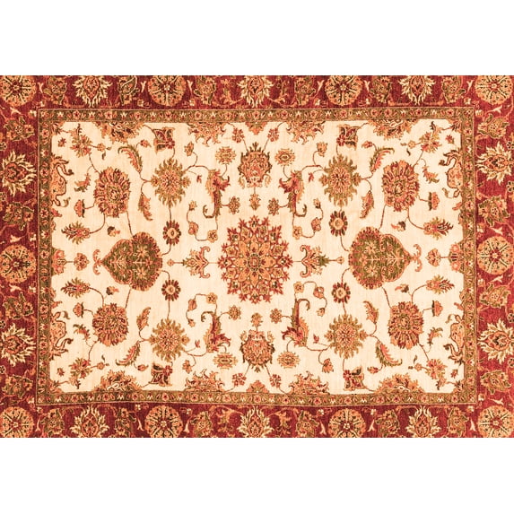 Ahgly Company Indoor Rectangle Oriental Orange Traditional Area Rugs, 7' x 9'