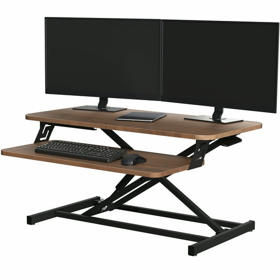 VIVO Height Adjustable 32" Standing Desk Monitor Riser, Sit Stand Tabletop