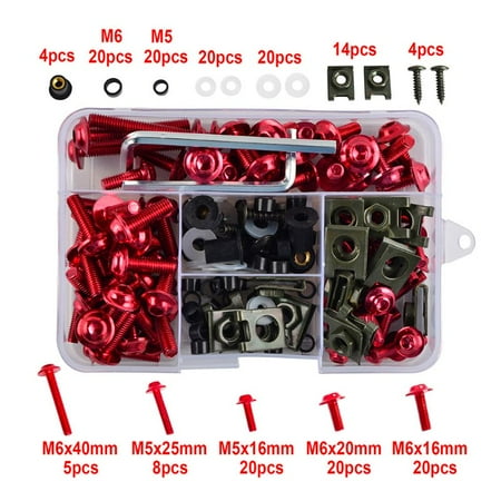 

ROZYARD 177PCS/Set CNC Alloy M6 M5 Fairing Bolts Kit Bodywork Screws Nut For Motorcycle